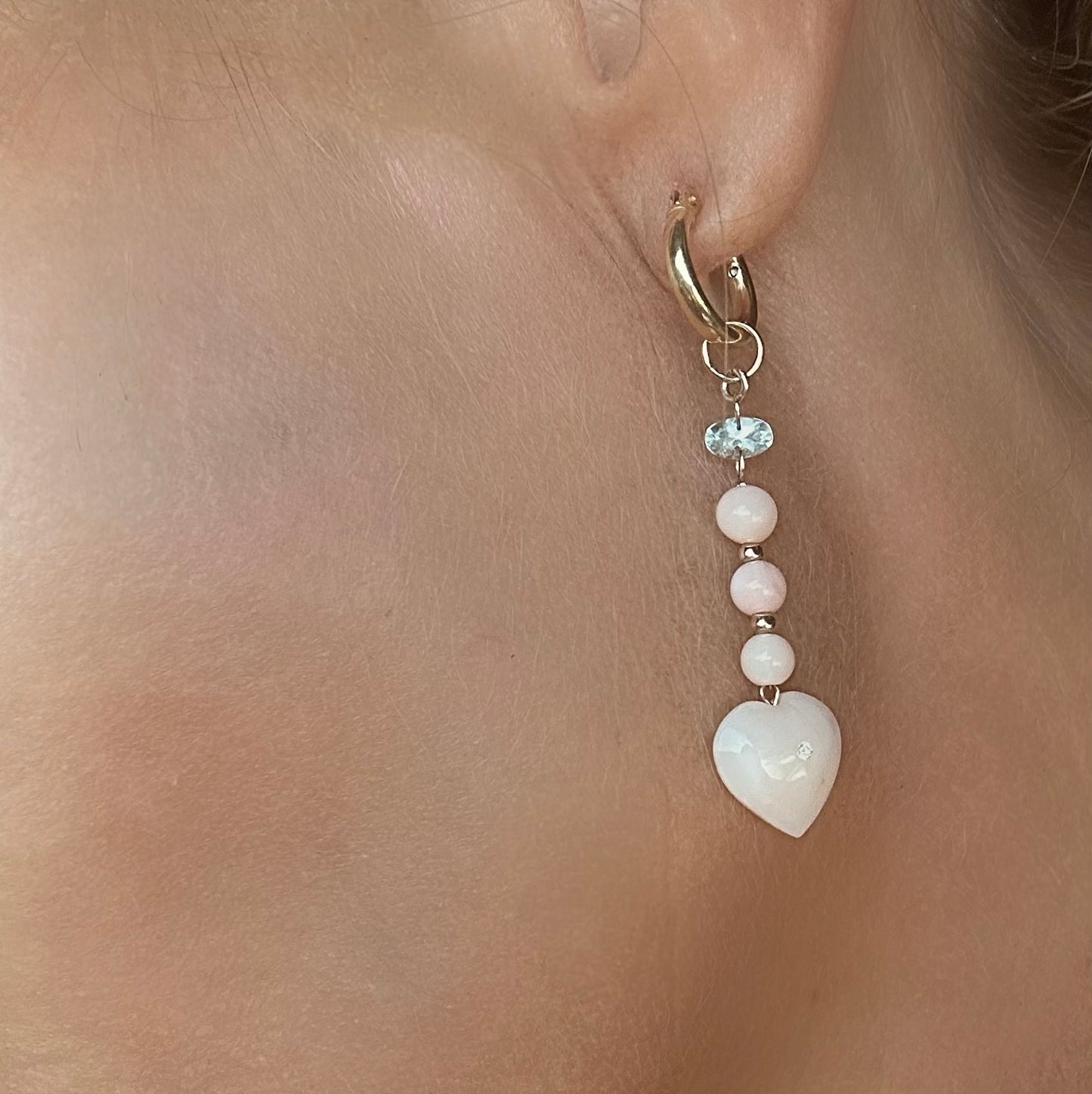 Cora heart mini hoops with aquamarine -NEW 2025