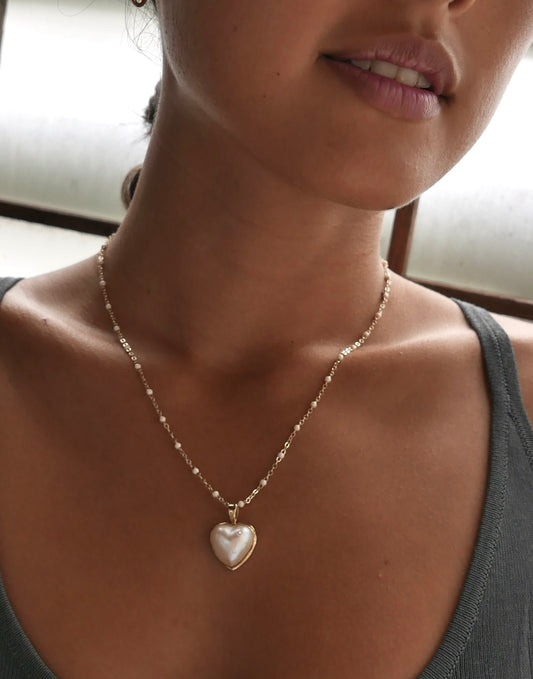 Mabe pearl heart necklace