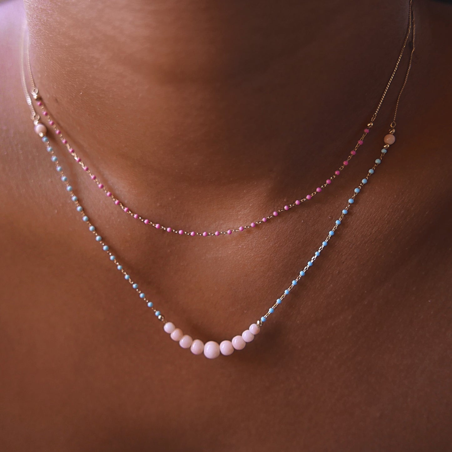 Waikiki Mermaid Necklace - Coral beads and enamel