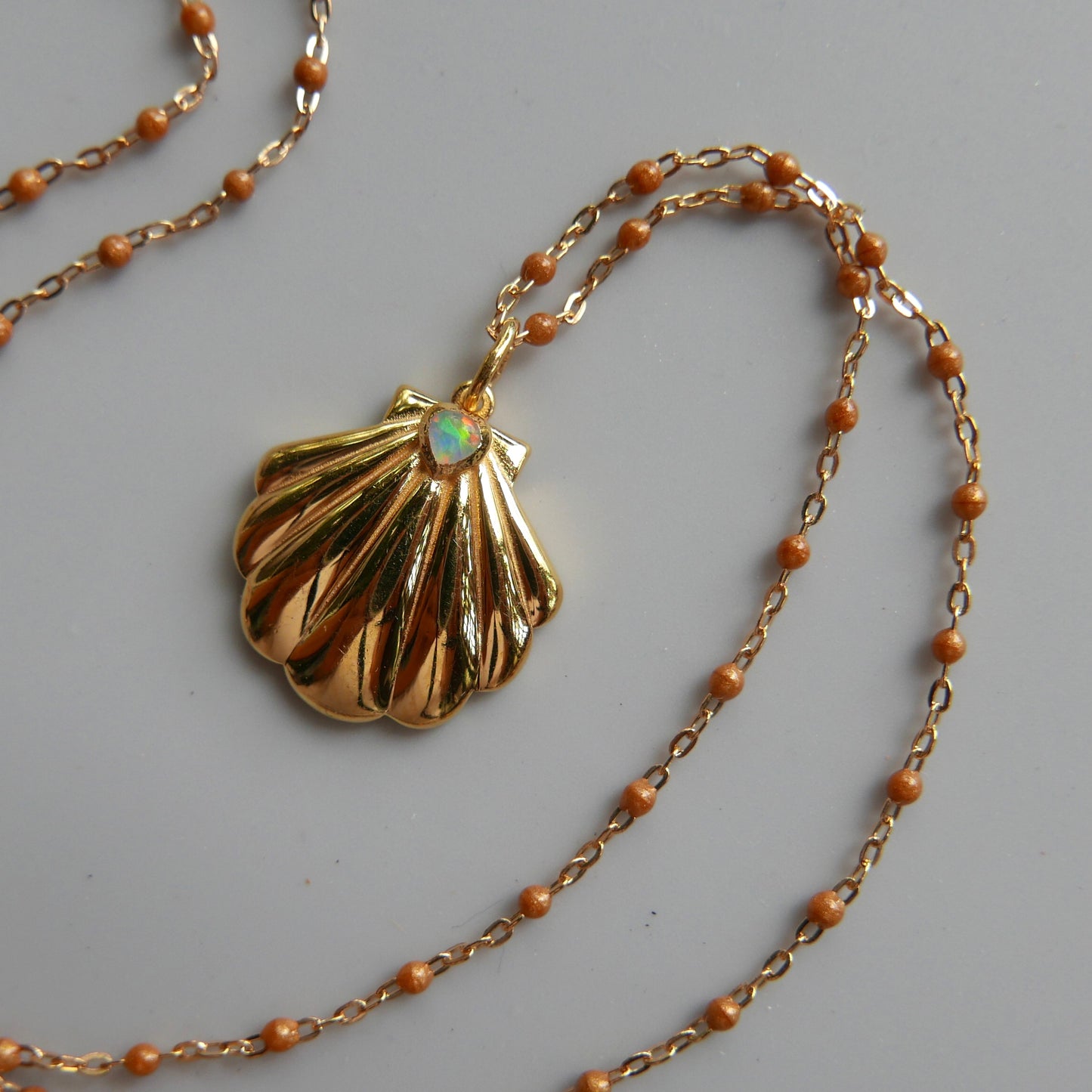 Golden Shell medallion necklace