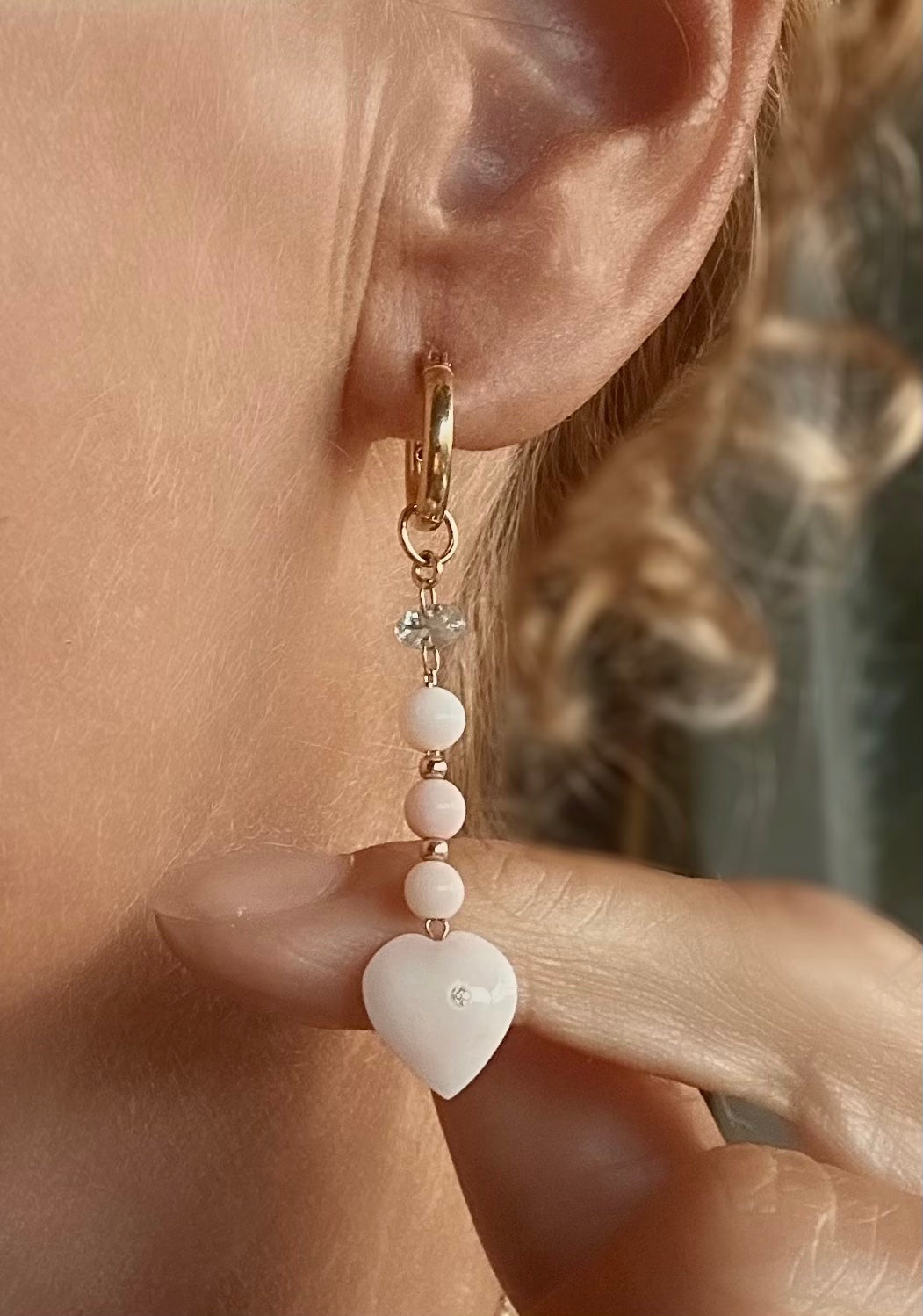 Cora heart mini hoops with aquamarine -NEW 2025