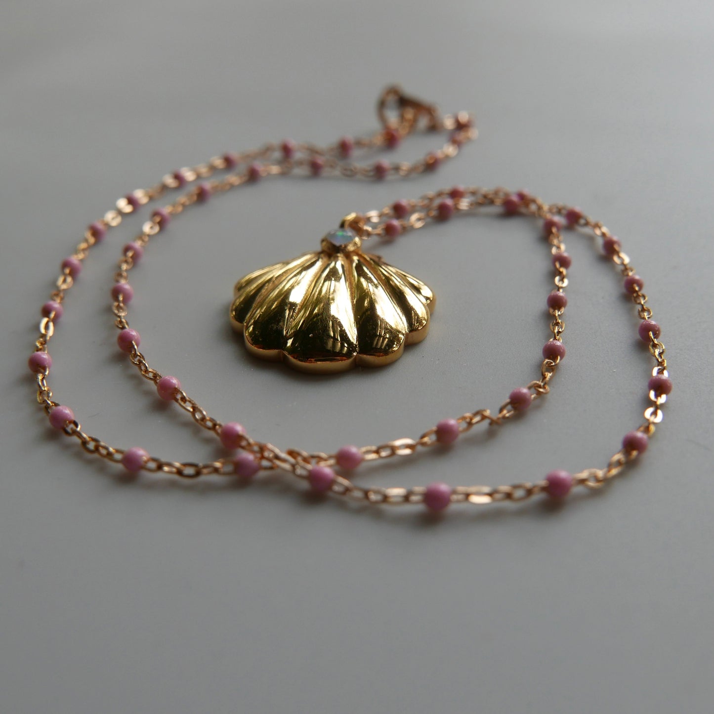 Golden Shell medallion necklace