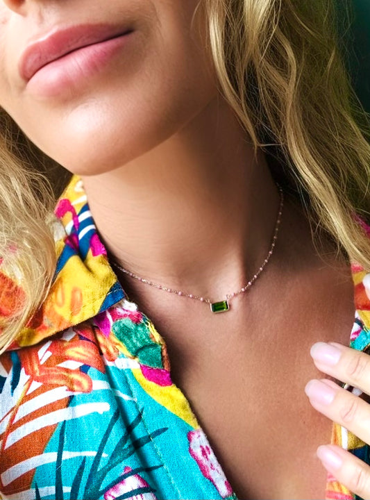 Jungle green tourmaline necklace NEW 2025