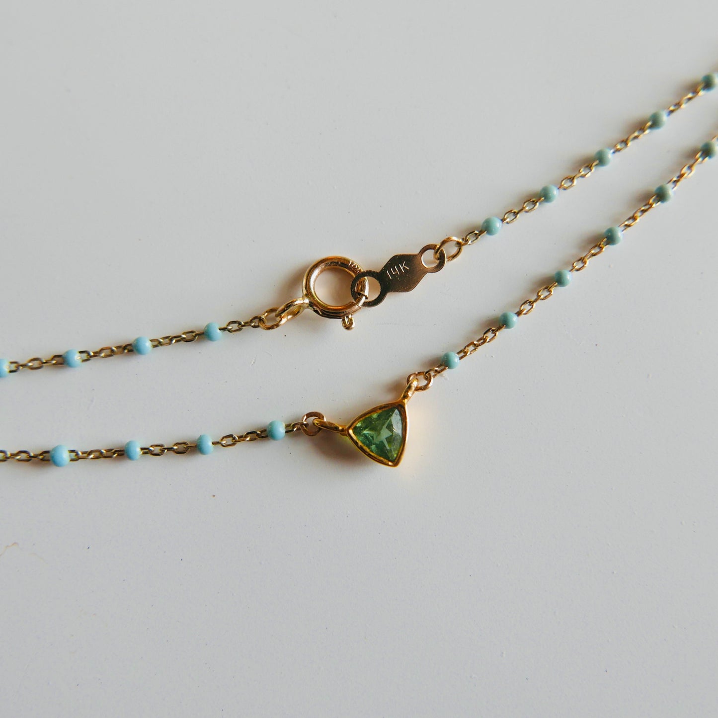Green tourmaline trillion Necklace