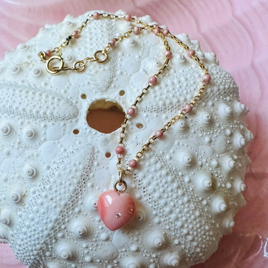 Hawaiian coral bracelet charm with diamond inlay