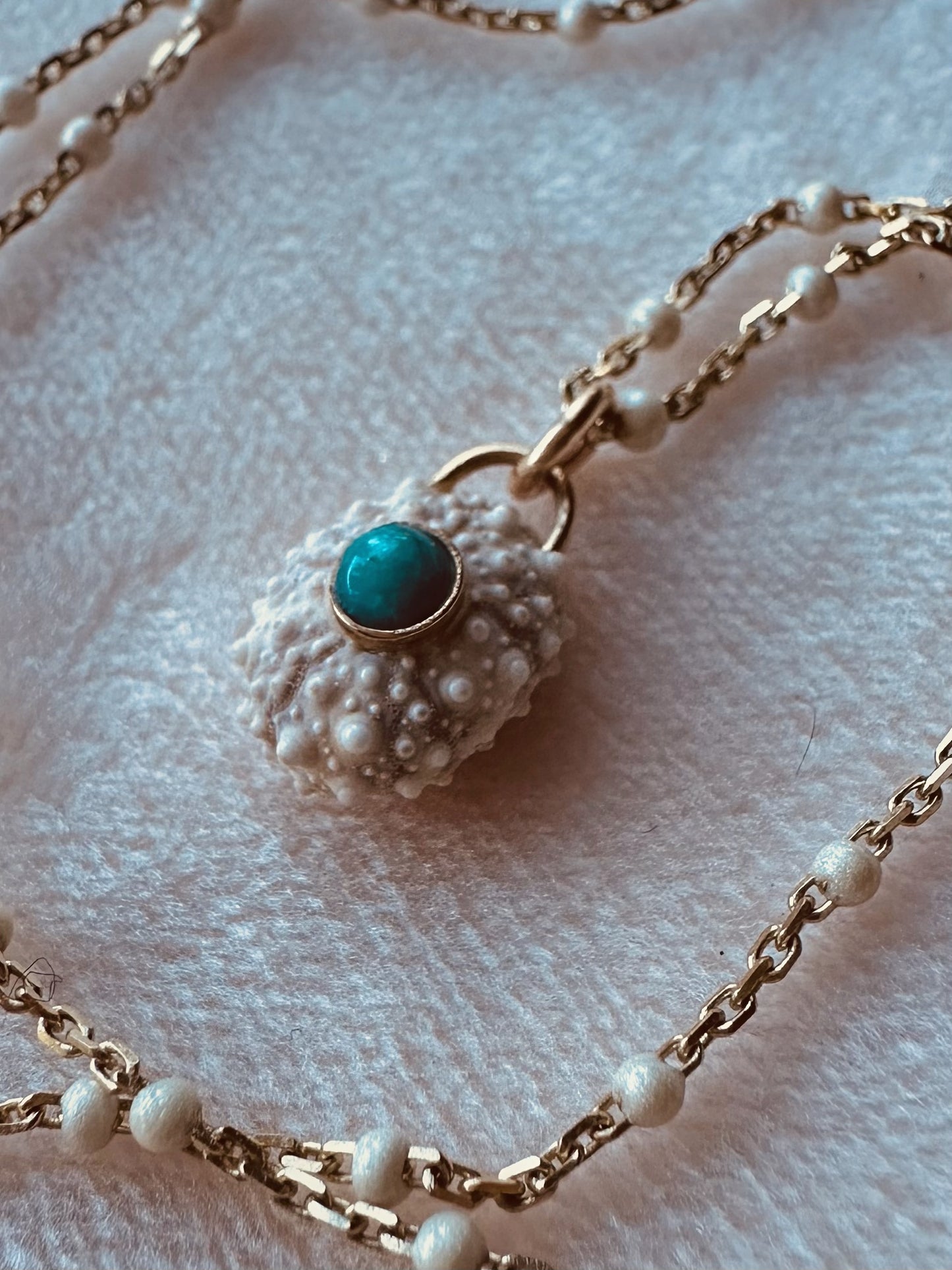 Mini sea Urchin necklace with turquoise inlay