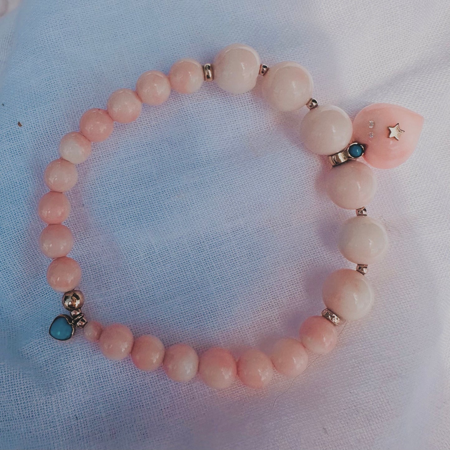 Angel skin coral Love bracelet ( turquoise 14kt gold)