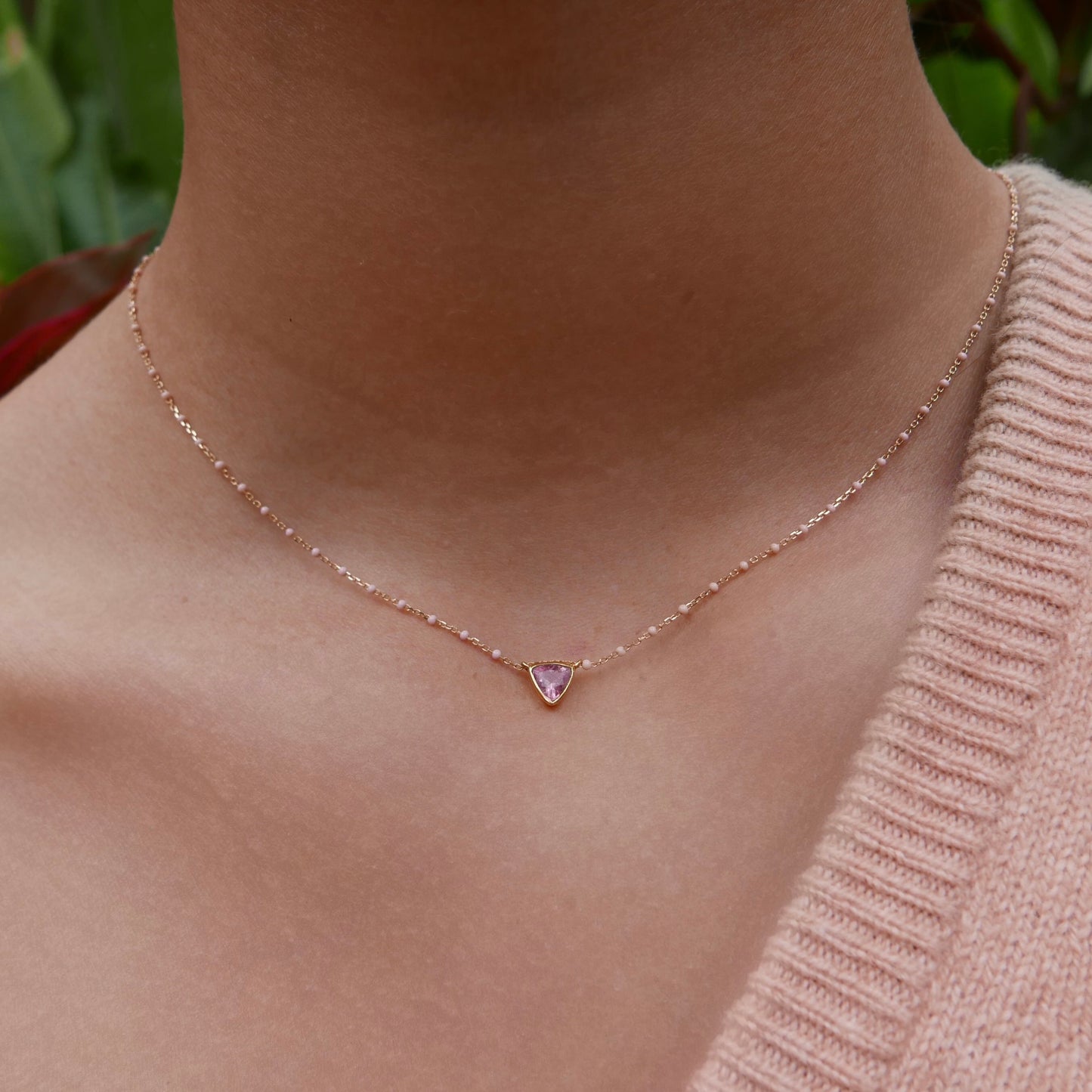 Enamel Necklace with mini trillion