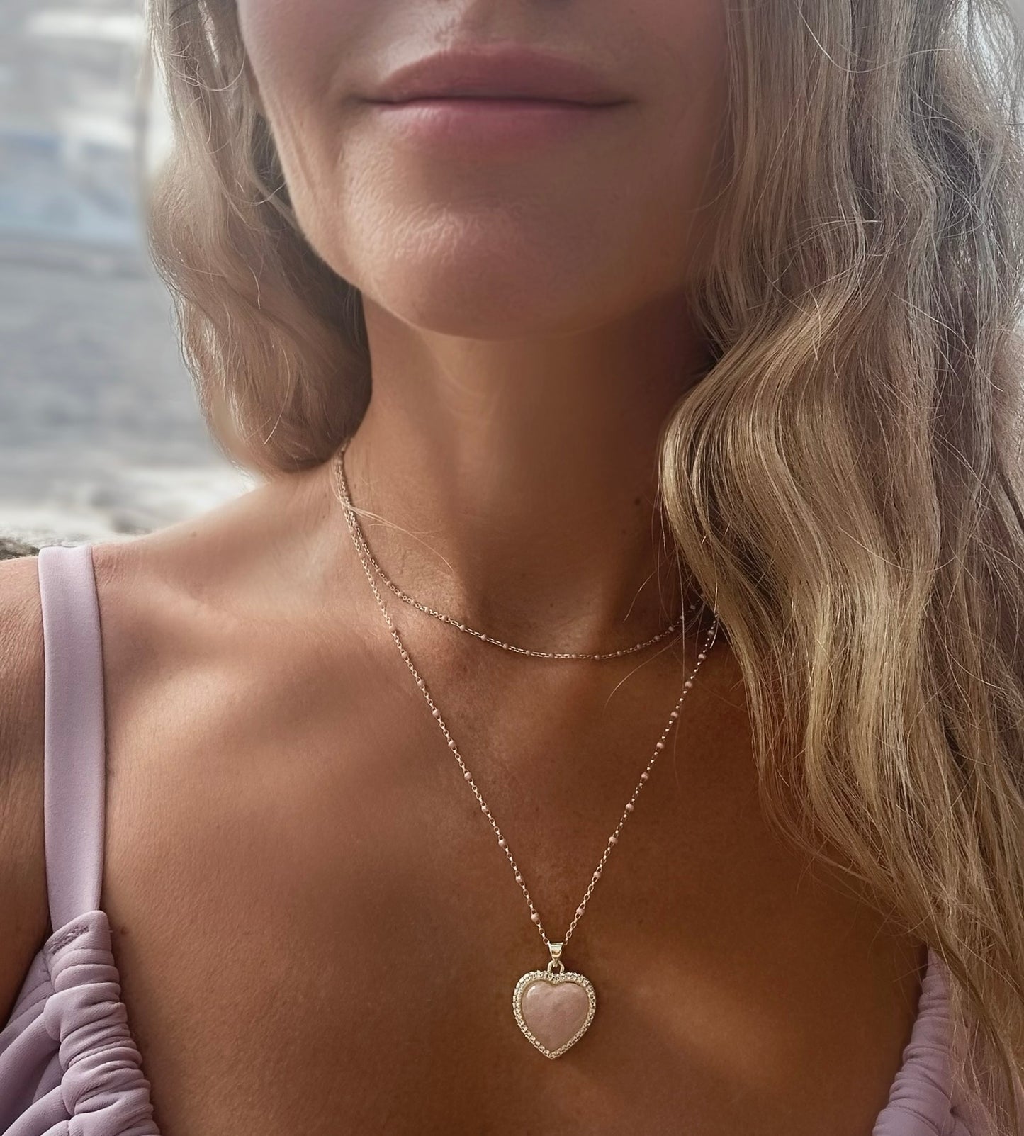 Sweetheart quartz rose necklace 14ktgf NEW 2025