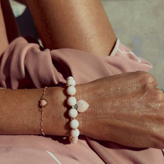 Angel skin coral Love bracelet ( turquoise 14kt gold)