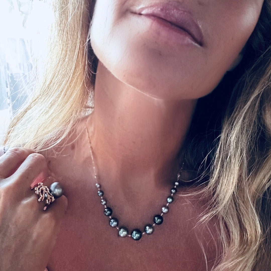 POEHEI Necklace, Tahitians pearls 18kt