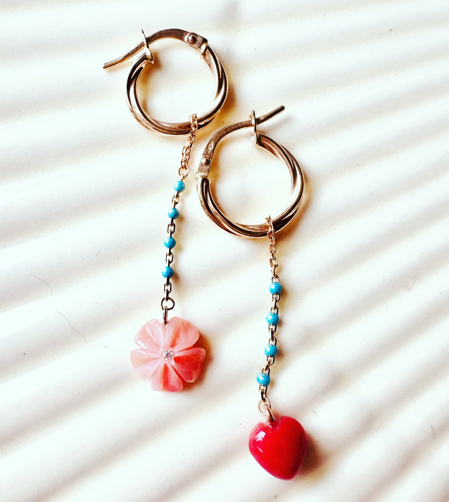 Hibiscus and love hoops earrings