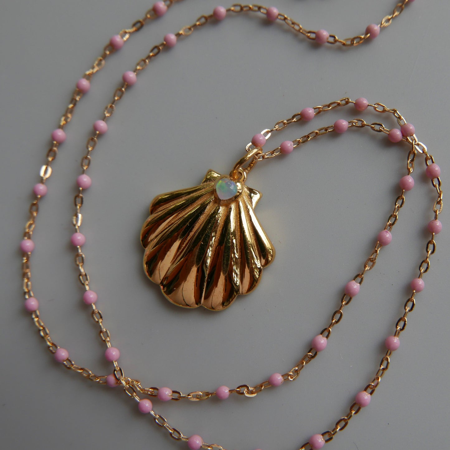 Golden Shell medallion necklace
