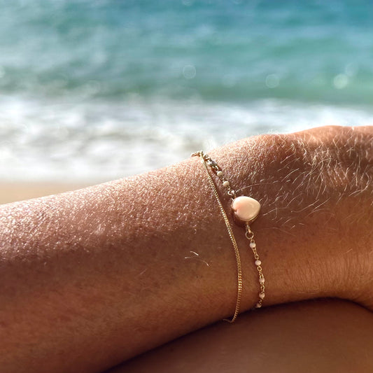 Angel skin heart coral bracelet with diamond accent