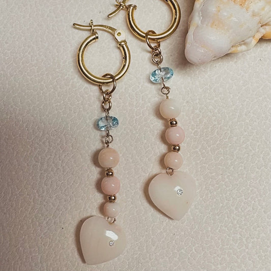 Cora heart mini hoops with aquamarine -NEW 2025