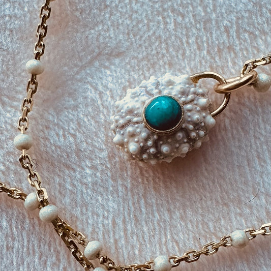 Mini sea Urchin necklace with turquoise inlay