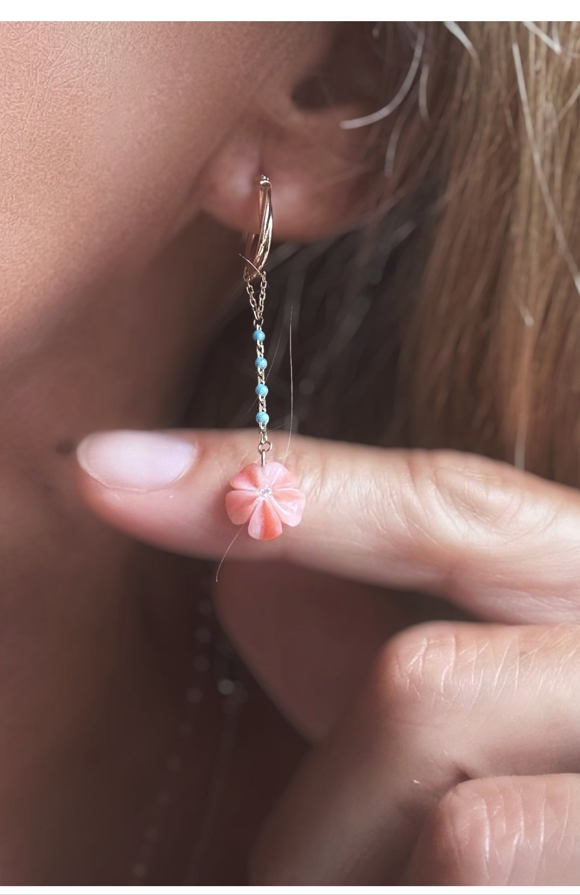 Hibiscus and love hoops earrings