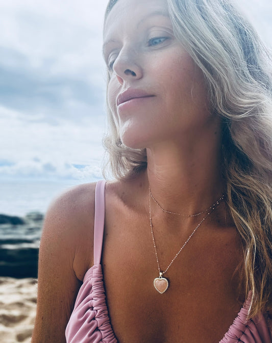 Sweetheart quartz rose necklace 14ktgf NEW 2025