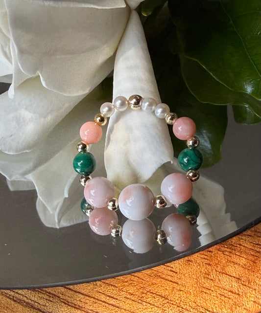Gardenia of May coral ring