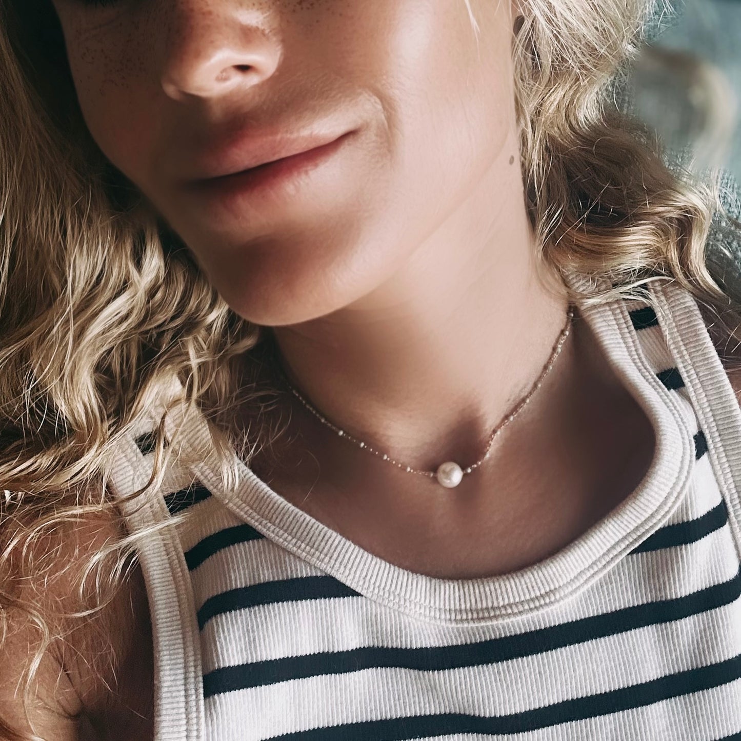 Akoya pearl necklace solitaire waikiki blue 10kt