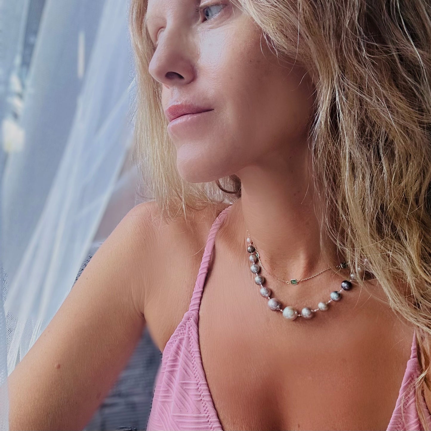 POEHEI Necklace, Tahitians pearls 18kt