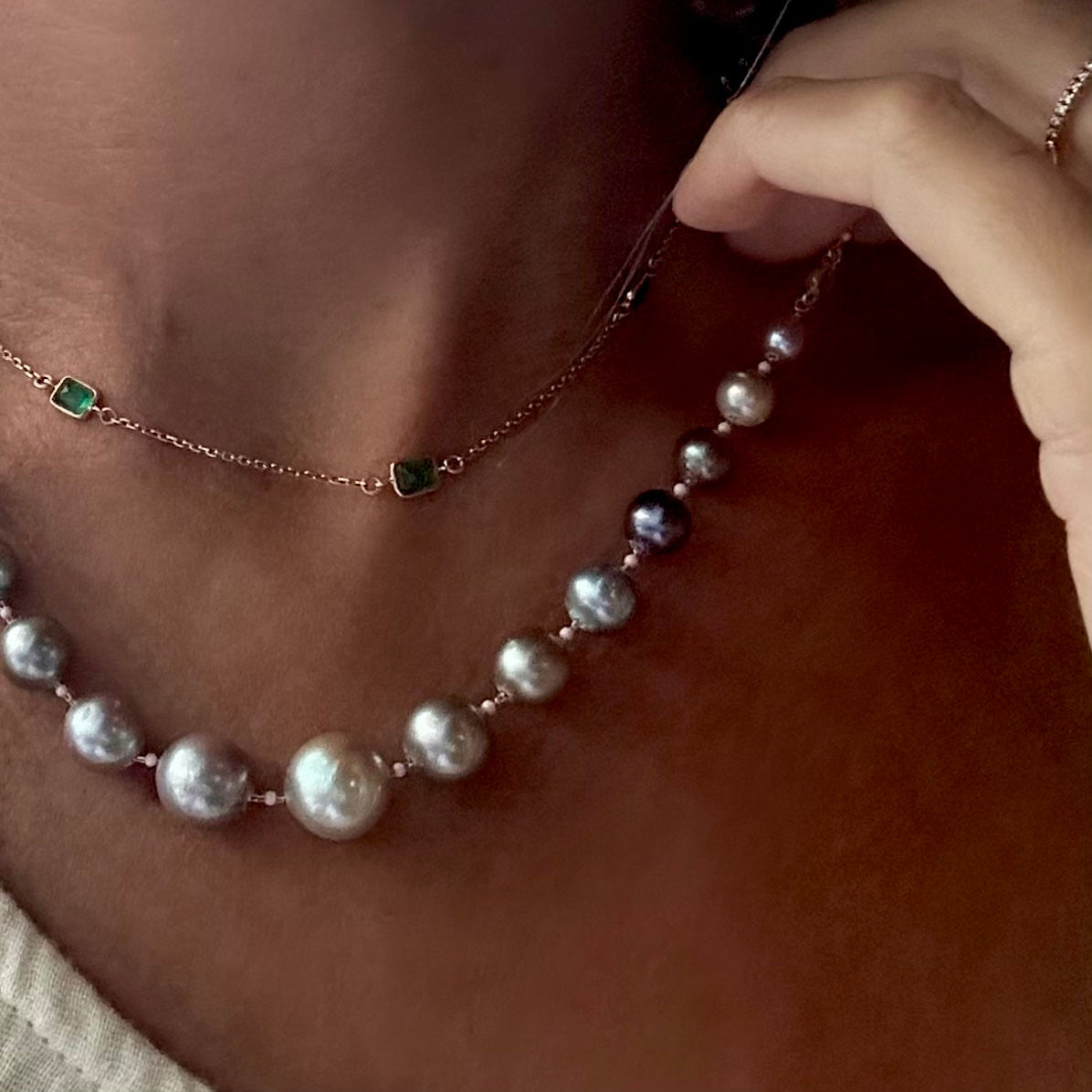 POEHEI Necklace, Tahitians pearls 18kt