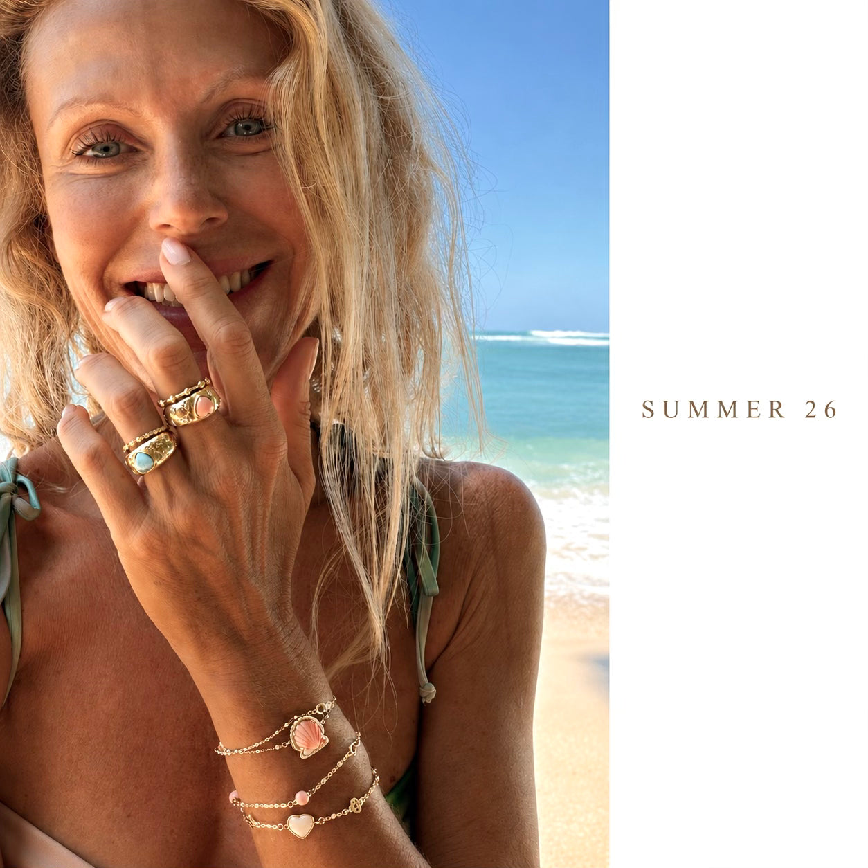 Hawaiian coral heart constellation ring