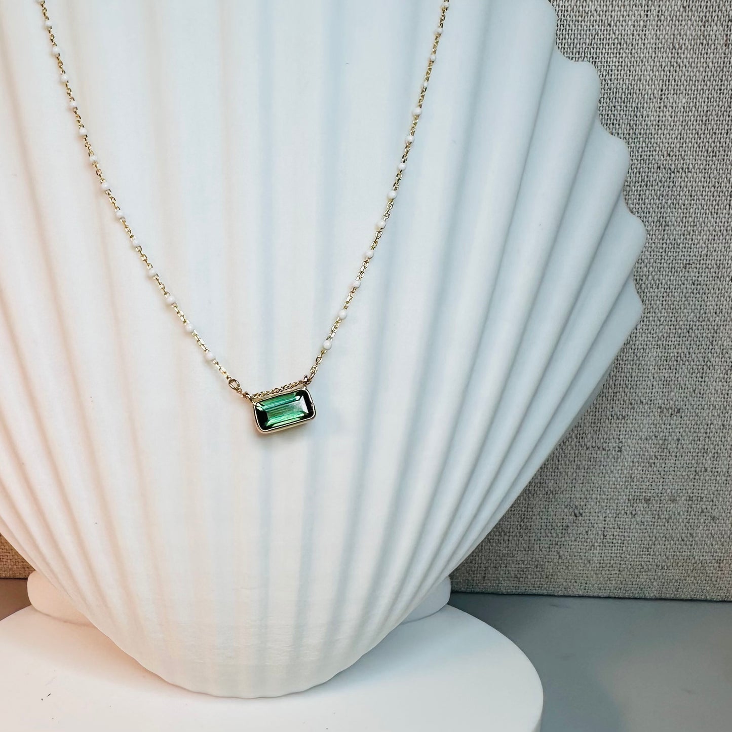 Green Baguette Necklace