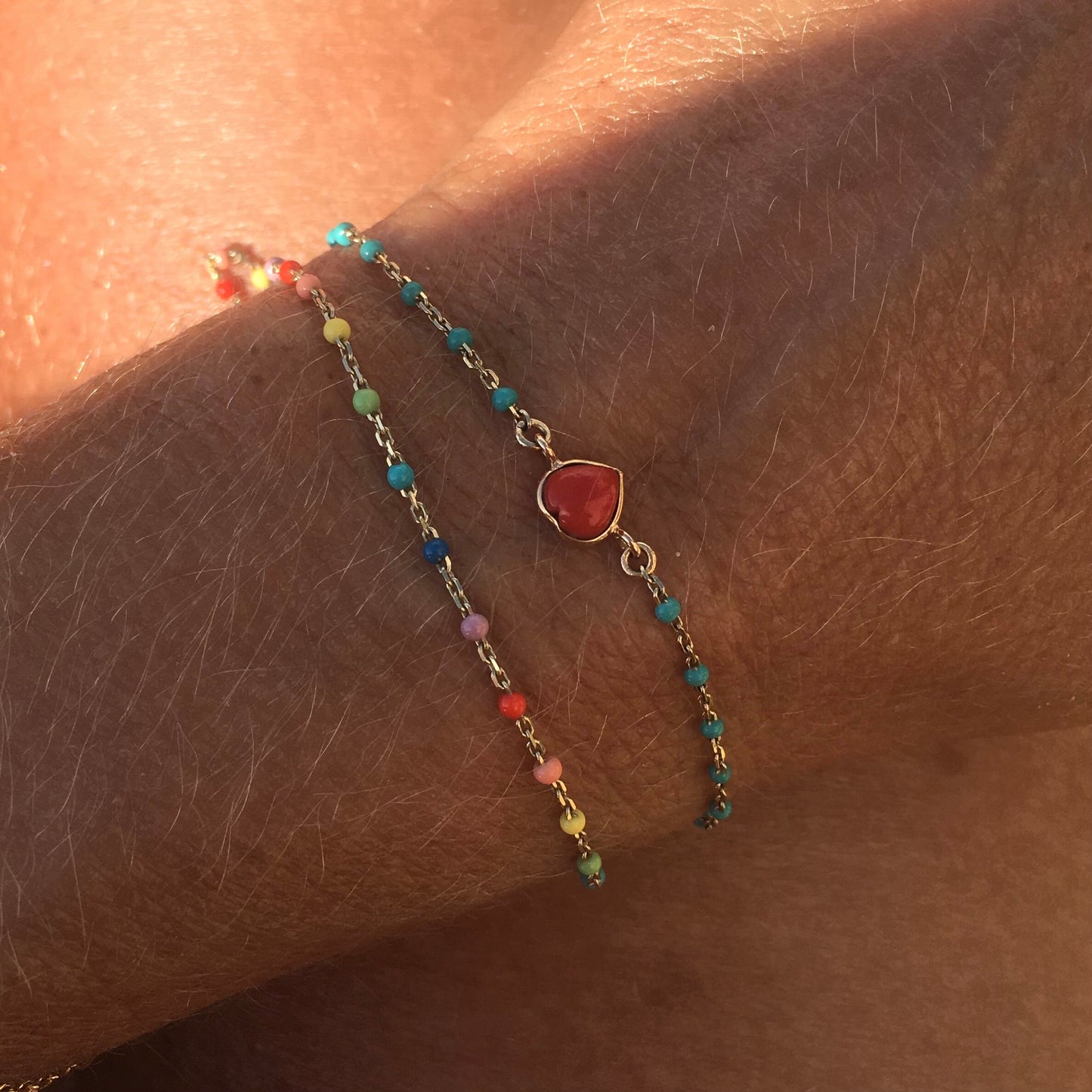 Red Coral Heart Bracelet