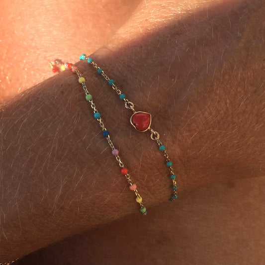 Red Coral Heart Bracelet