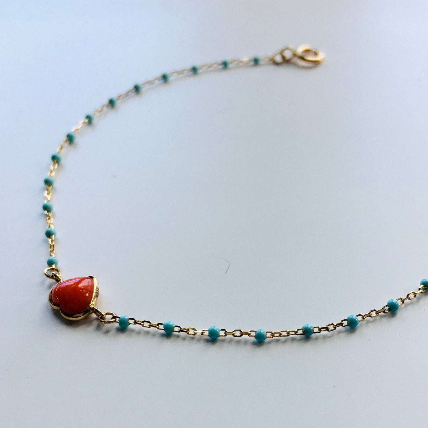 Red Coral Heart Bracelet