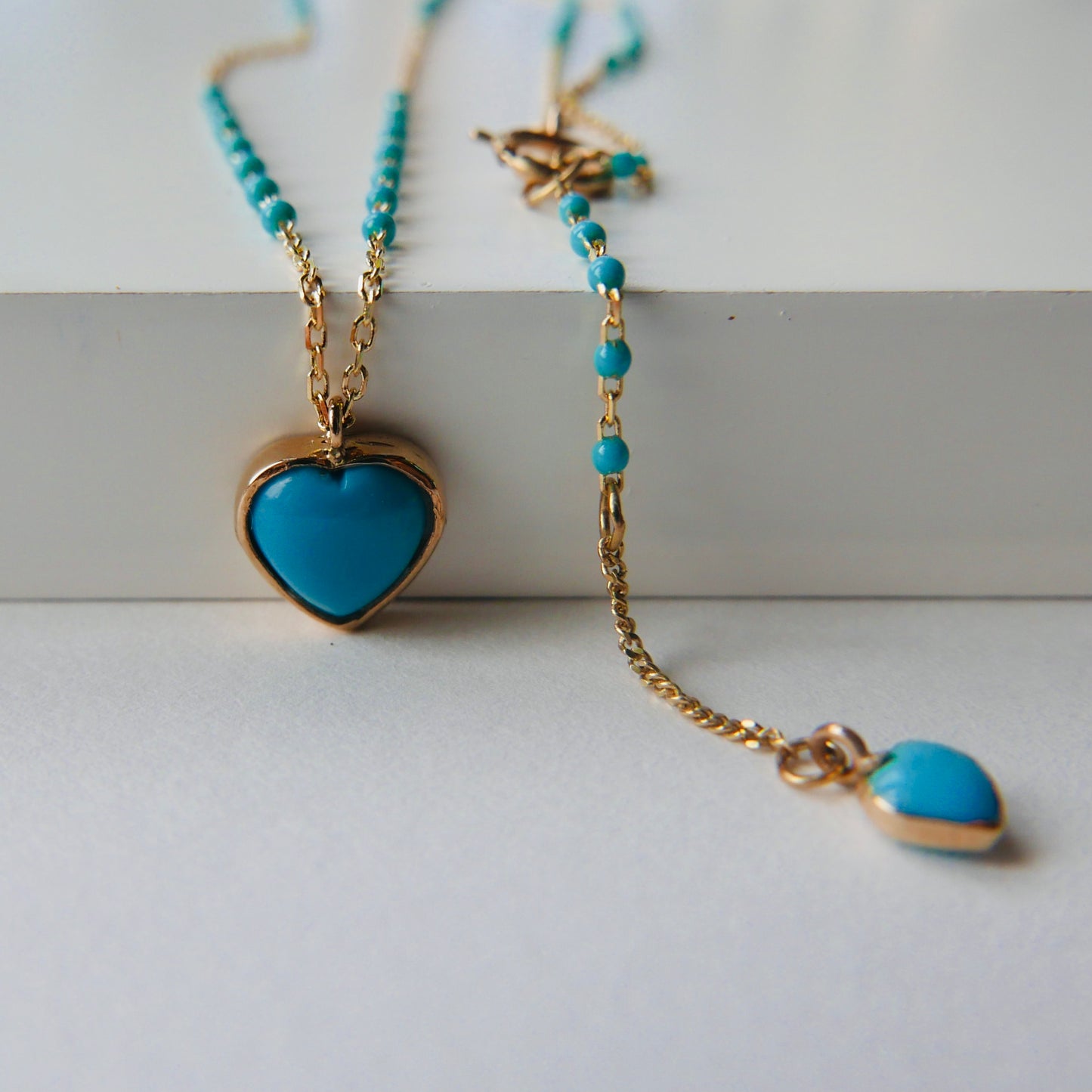 Turquoise sleeping beauty heart necklace