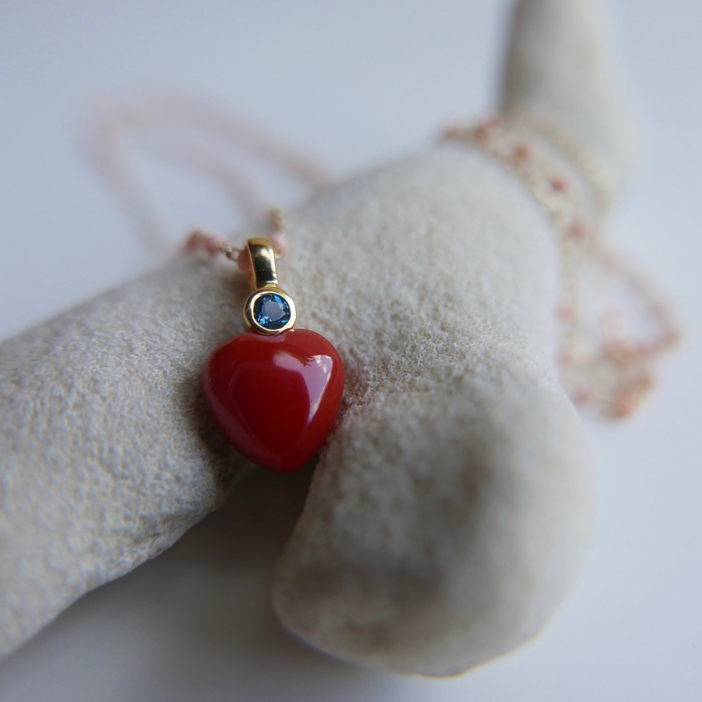 Red coral heart Necklace