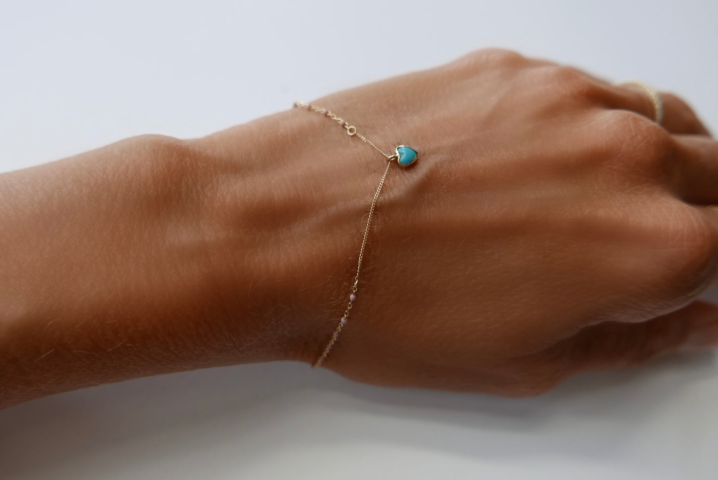 mini turquoise floating bracelet,  venetian chain