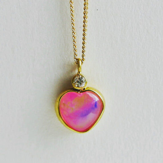 Pink fire opal with diamond