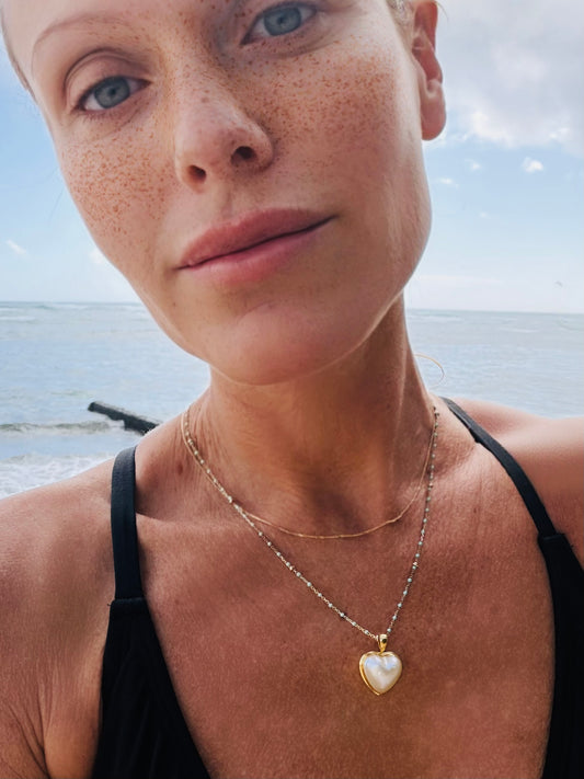 Mabe  pearl  heart necklace