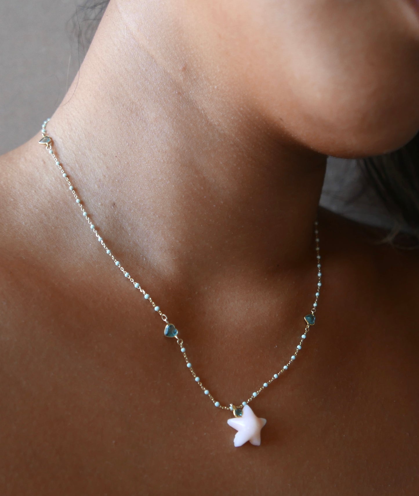 The mermaid necklace -starfish and blue tourmaline