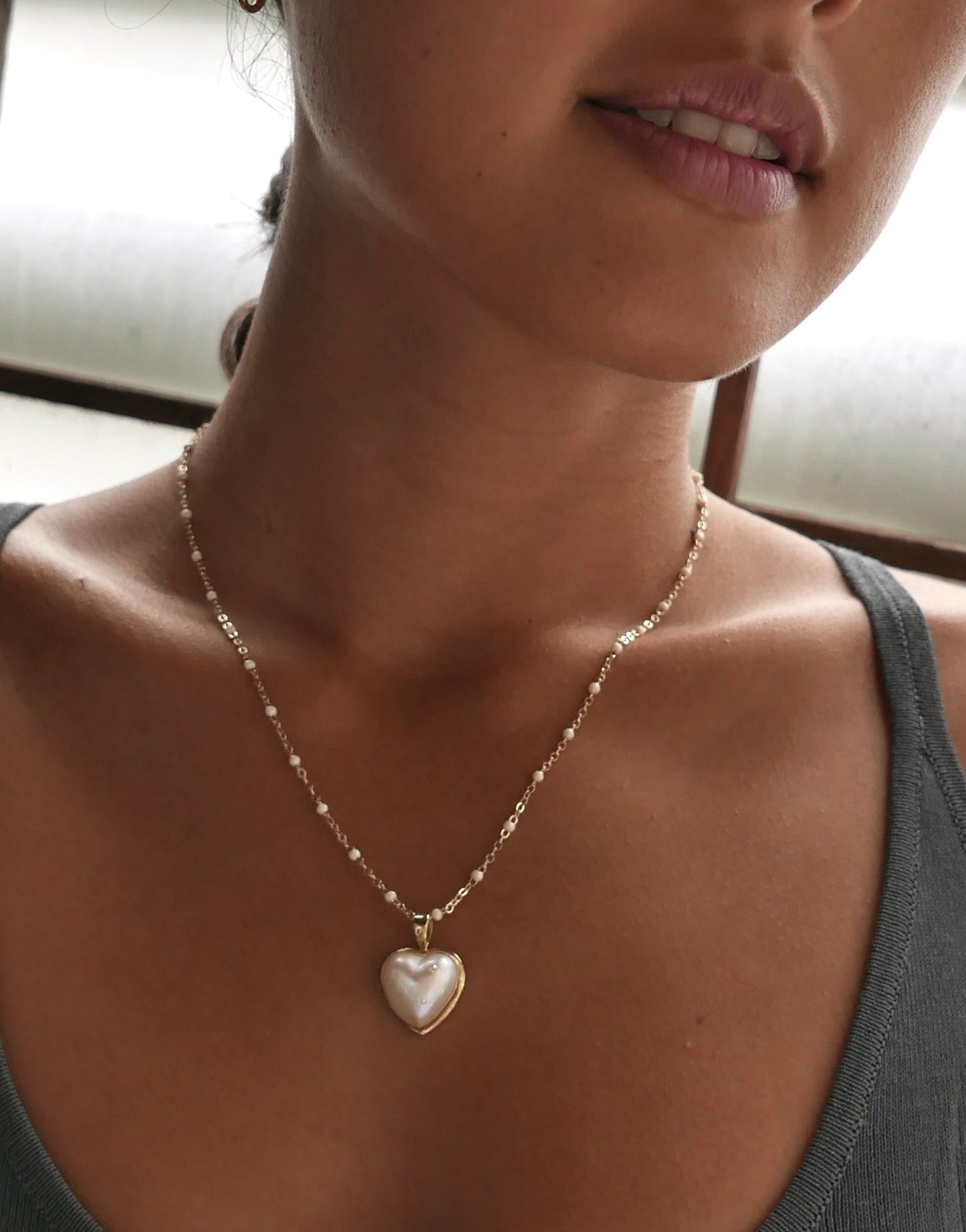 Mabe  pearl  heart necklace