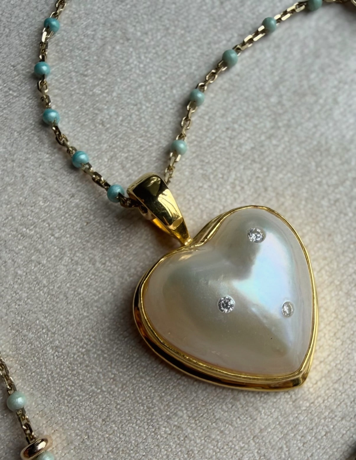 Mabe  pearl  heart necklace
