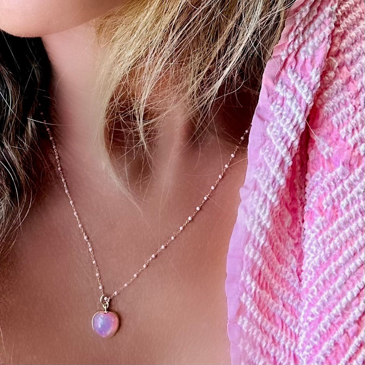 Pink Opal Heart Necklace