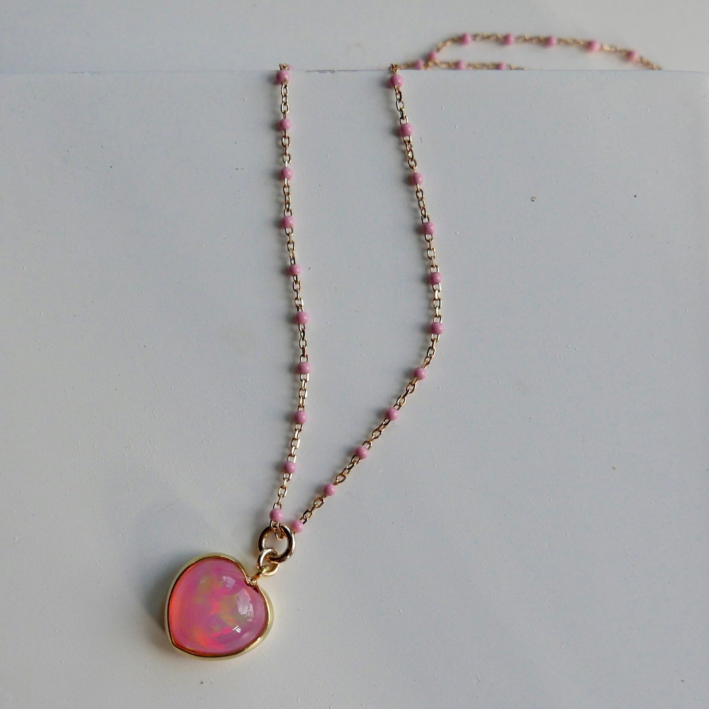 Pink Opal Heart Necklace