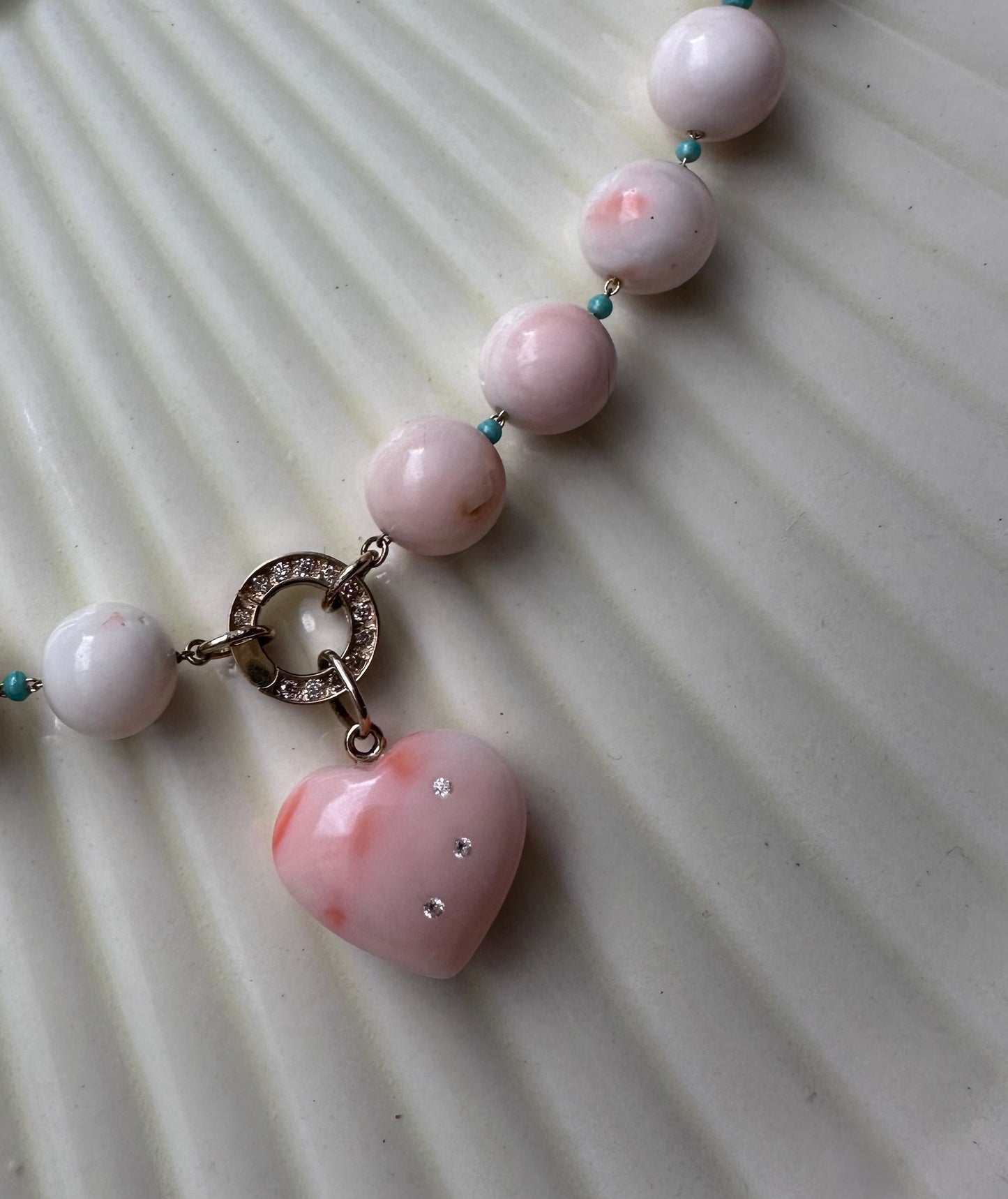 Deep sea coral heart bracelet