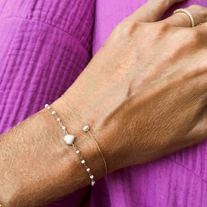 White coral Heart Bracelet ( Angel skin)