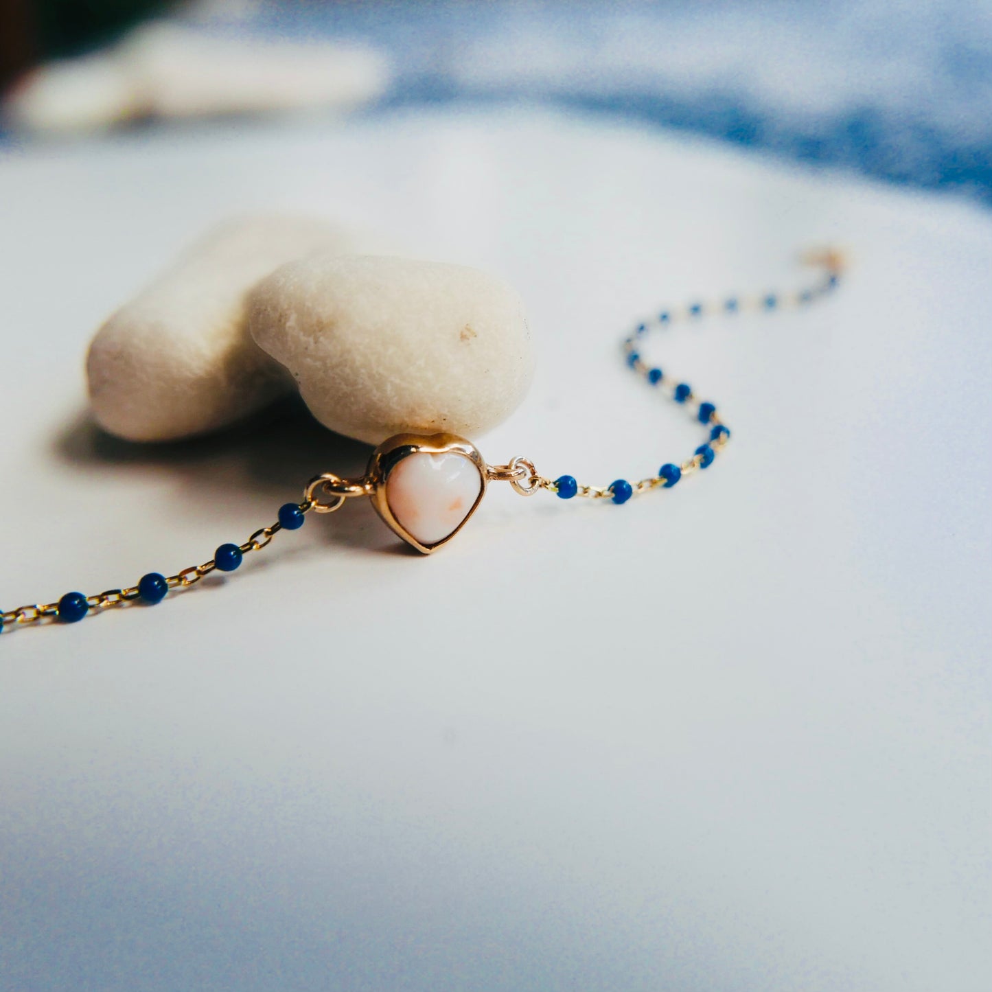 White coral Heart Bracelet ( Angel skin)