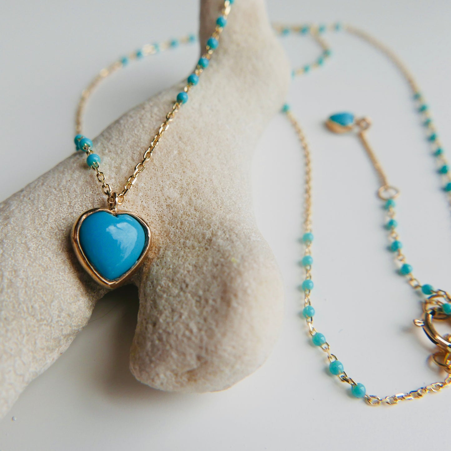 Turquoise sleeping beauty heart necklace