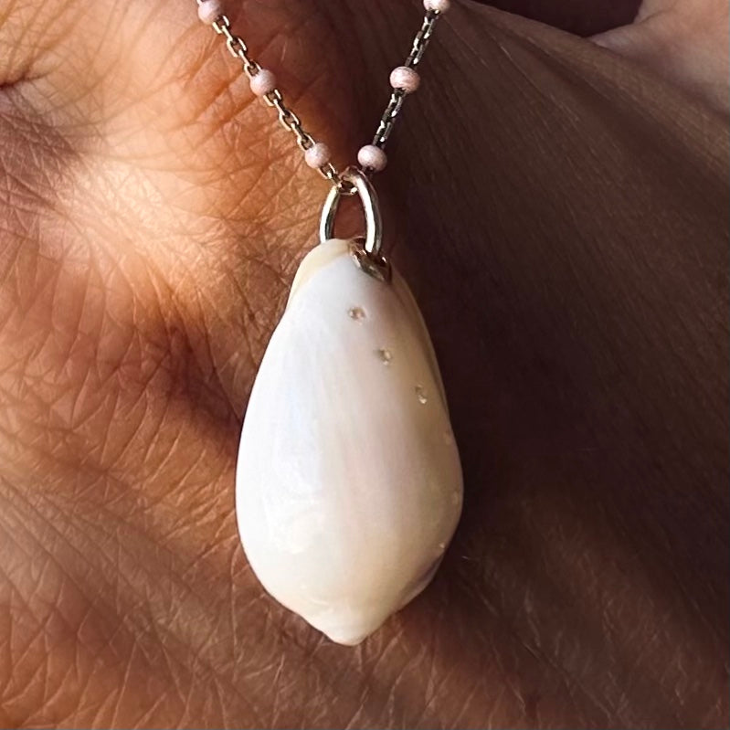 Pink martini Seashell with tourmalines necklace NEW 2025