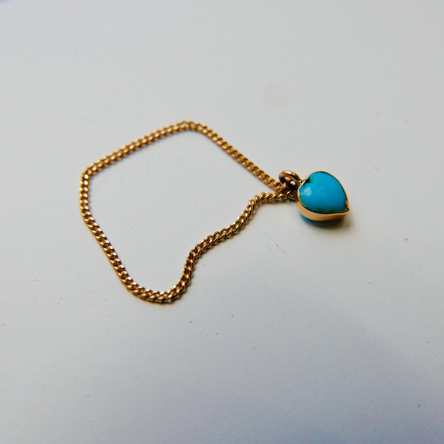 Baby turquoise heart chain ring