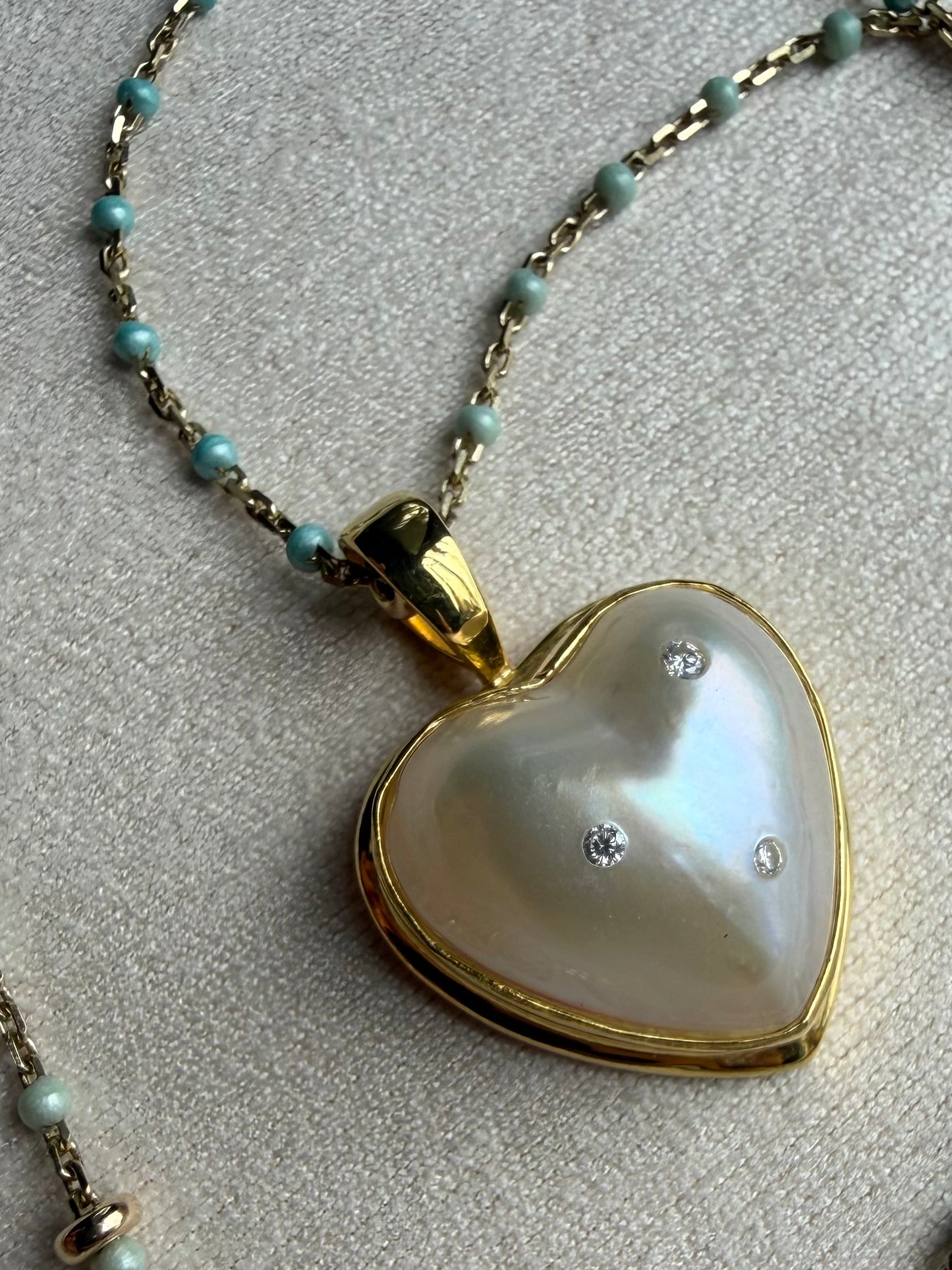 Mabe  pearl  heart necklace