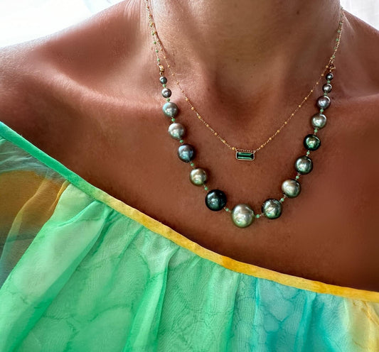 Tahitian pearl gradient multicolored necklace