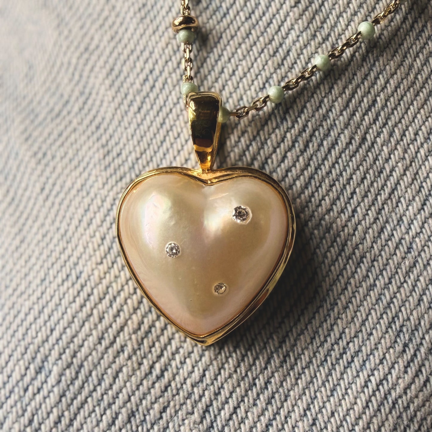 Mabe  pearl  heart necklace